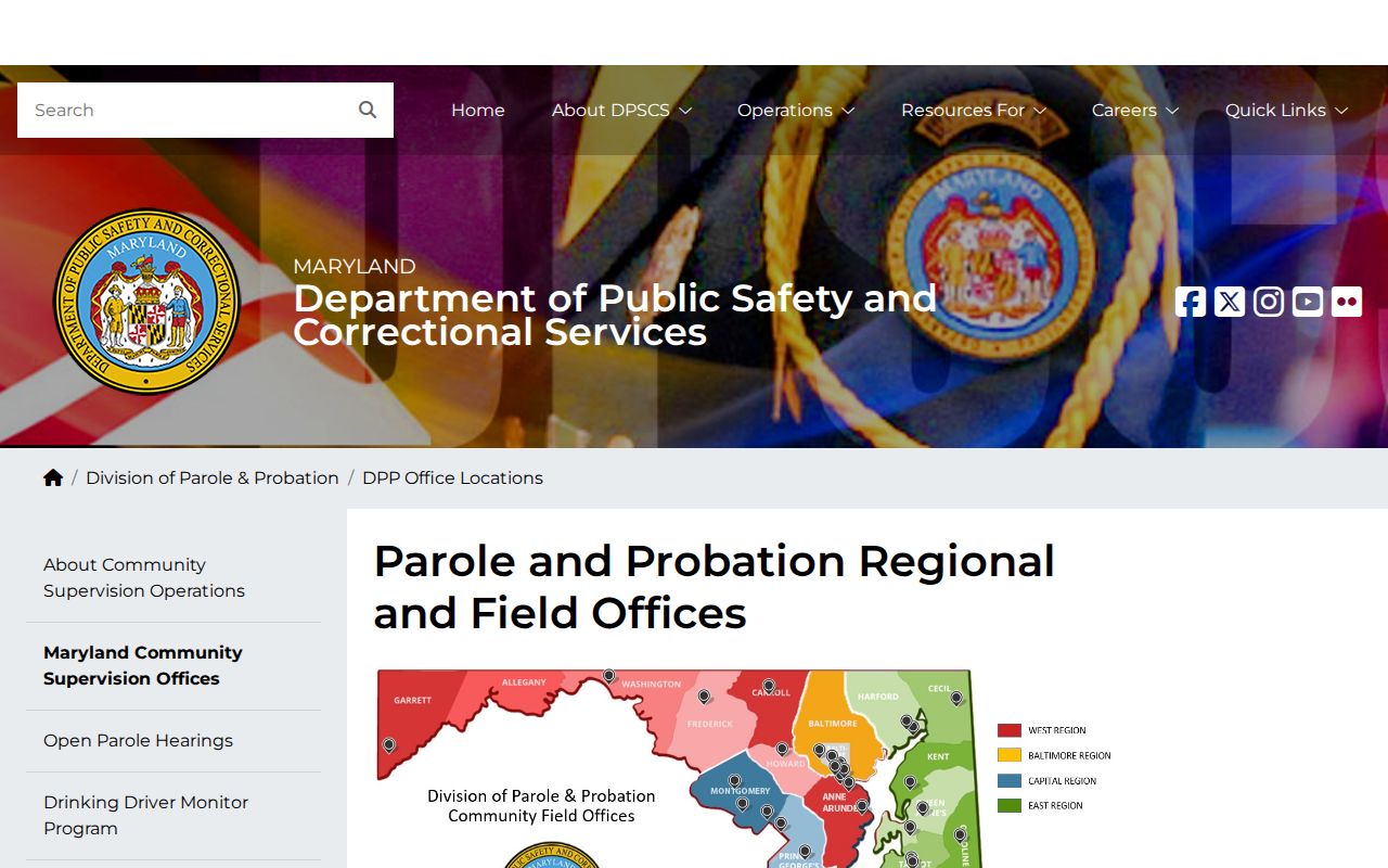 Cecil County parole and probation office listing for release supervision
