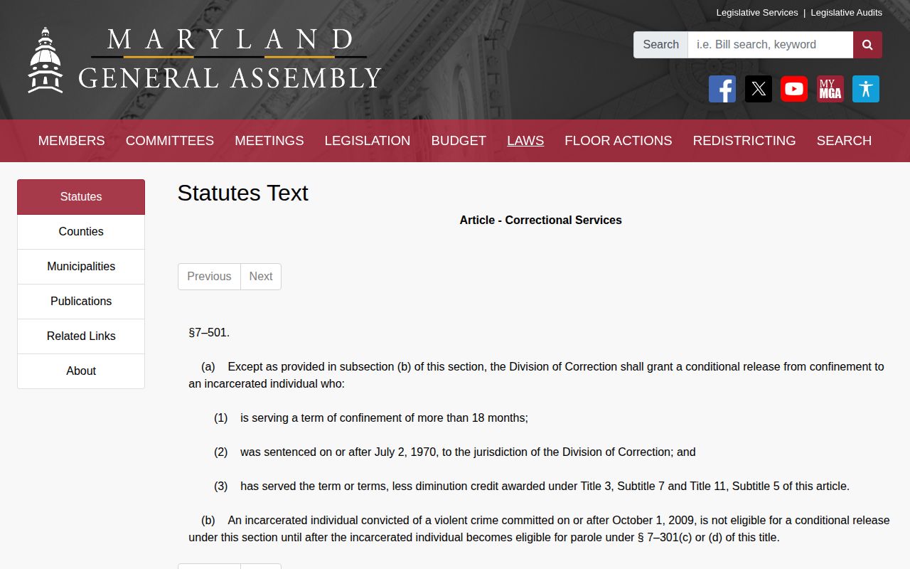 Maryland mandatory supervision law affecting Cecil County release dates